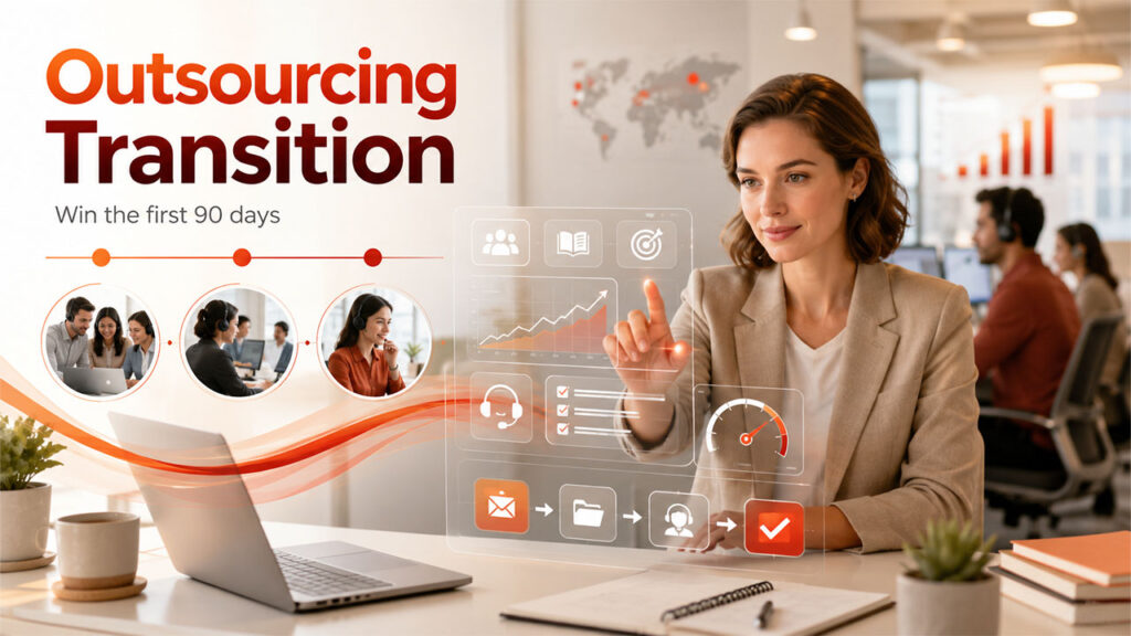 Customer support outsourcing during the first 90 days with onboarding, training, KPI tracking, and performance monitoring.