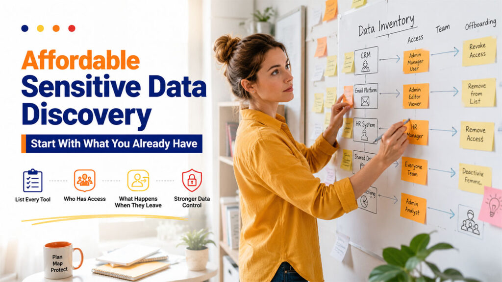 Small business using multiple cloud applications to manage sensitive data, highlighting enterprise-level data security challenges.