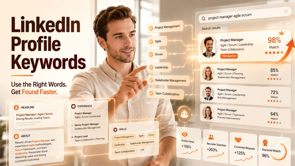 LinkedIn profile keywords that help recruiters find your profile during a job search.