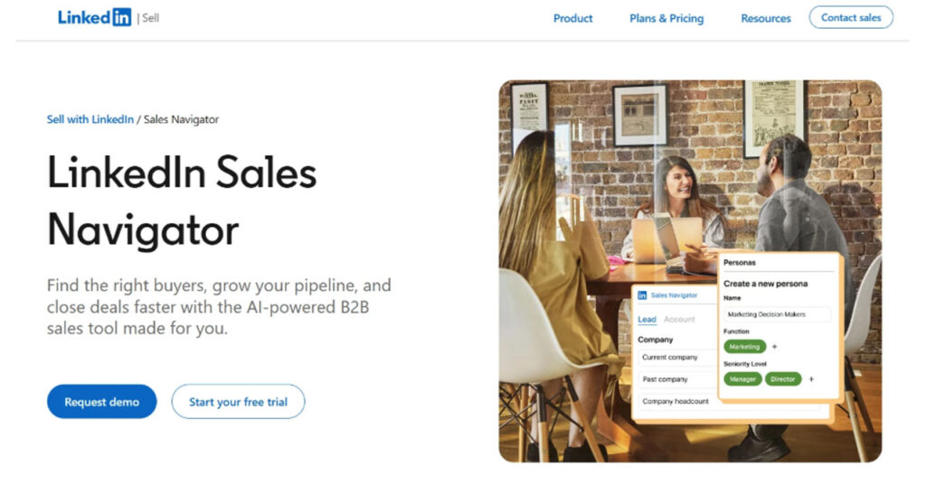 LinkedIn Sales Navigator interface for advanced prospecting, lead discovery, and B2B sales targeting.