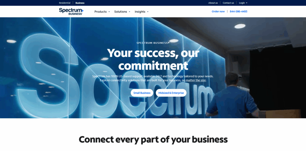 Spectrum Business fiber internet service offering reliable broadband connectivity for small and medium-sized businesses.