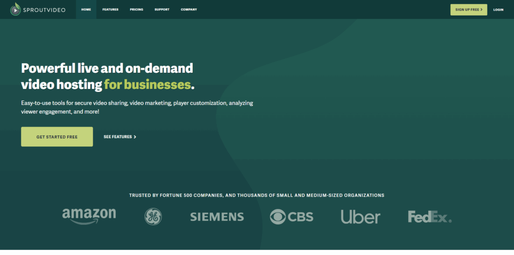 SproutVideo as a Wistia alternative offering video hosting, engagement heatmaps, lead capture forms, branded player, and secure product demo hosting for SaaS companies.