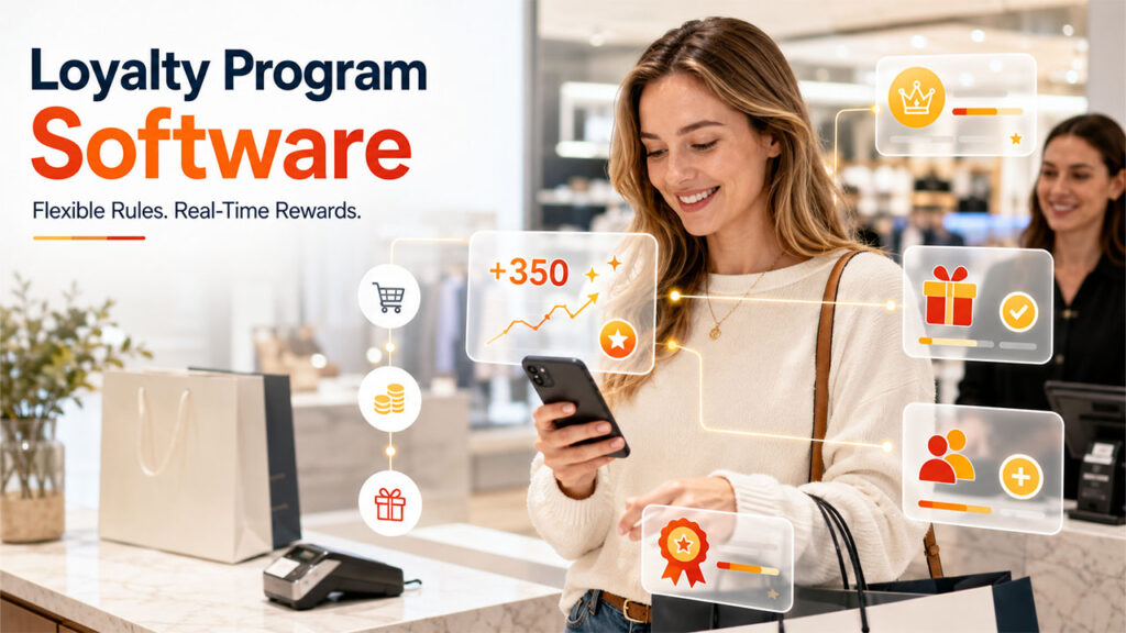 Customer Loyalty Software managing points, rewards, loyalty tiers, and redemption rules to increase customer engagement and retention.