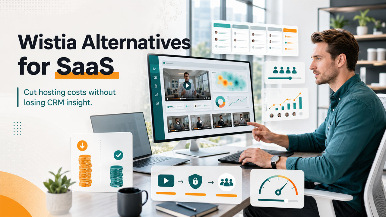 Comparison of the best Wistia alternatives for SaaS companies, featuring video hosting platforms with CRM integration, viewer analytics, and secure product demo hosting.