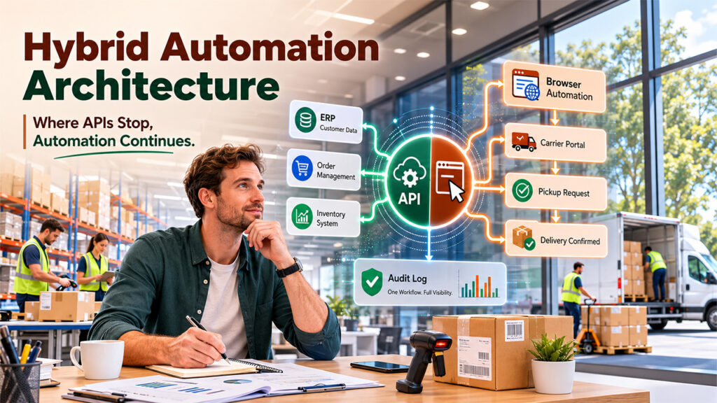 API vs browser automation hybrid architecture