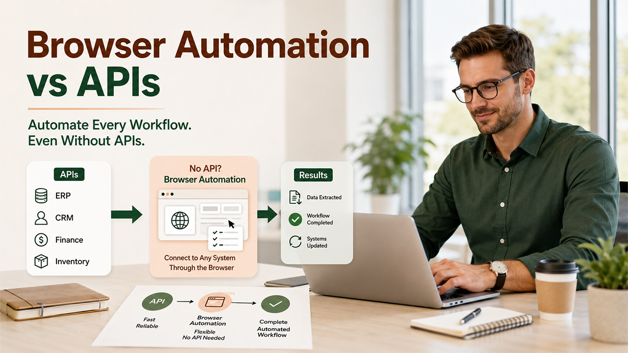 API vs browser automation workflow comparison