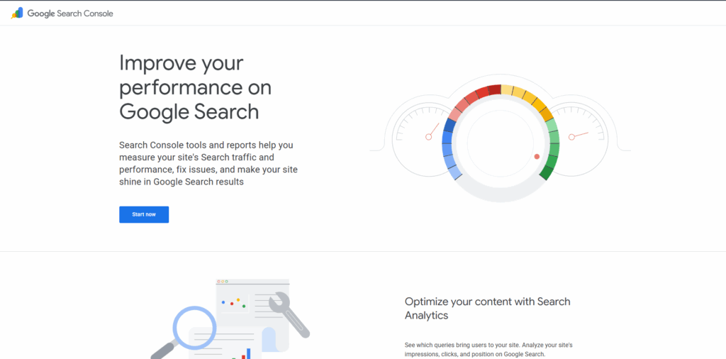 Google Search Console dashboard showing website performance
