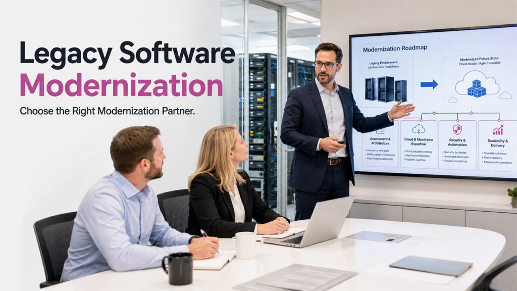 Checklist for choosing a legacy software modernization company based on technical expertise, cloud migration, security, scalability, and modernization strategy.