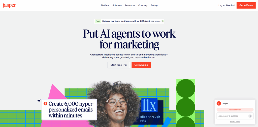 Jasper AI marketing tool for copywriting