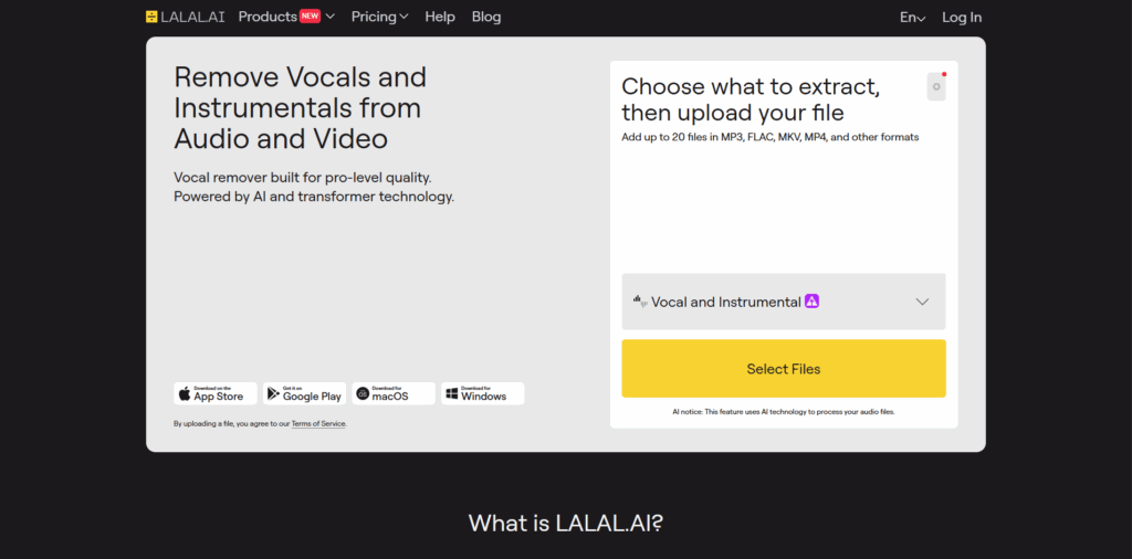 LALAL.AI AI marketing tool for audio cleanup