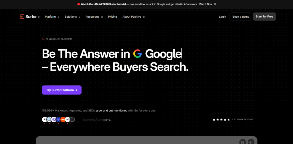 Surfer SEO AI marketing tool for content optimization