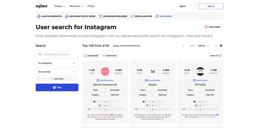 Inflact Profile Analyzer