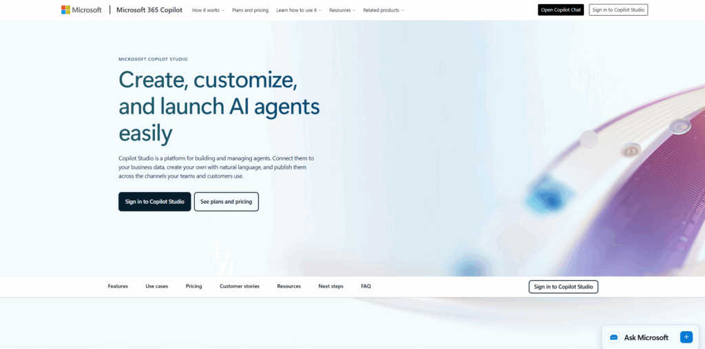 Microsoft Copilot Studio AI Agent platform