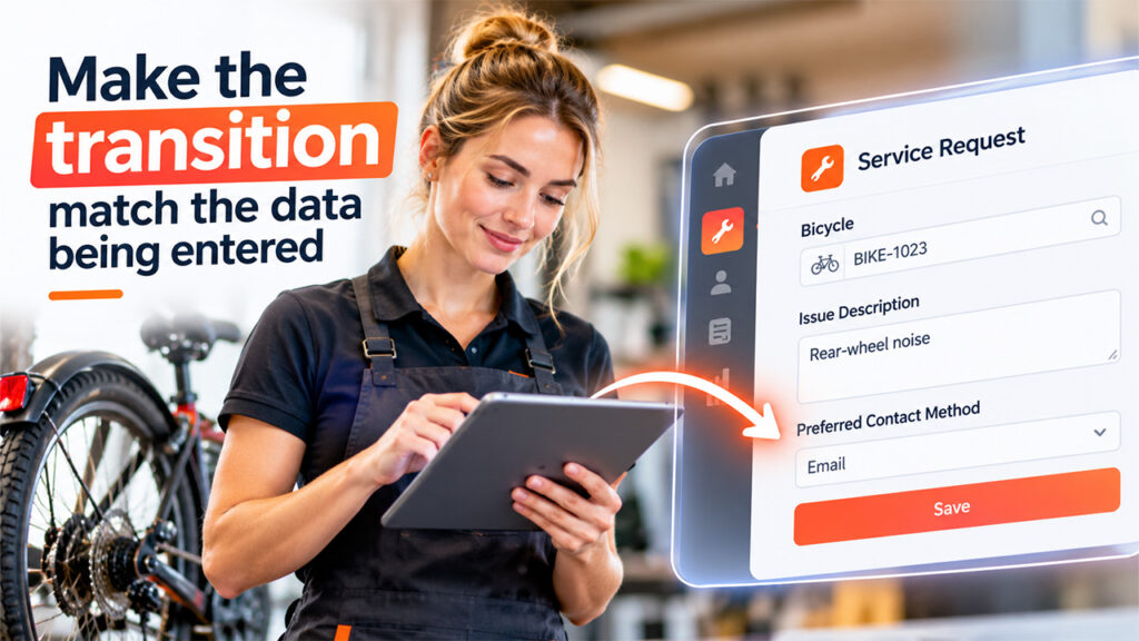 Make the transition match the data being entered