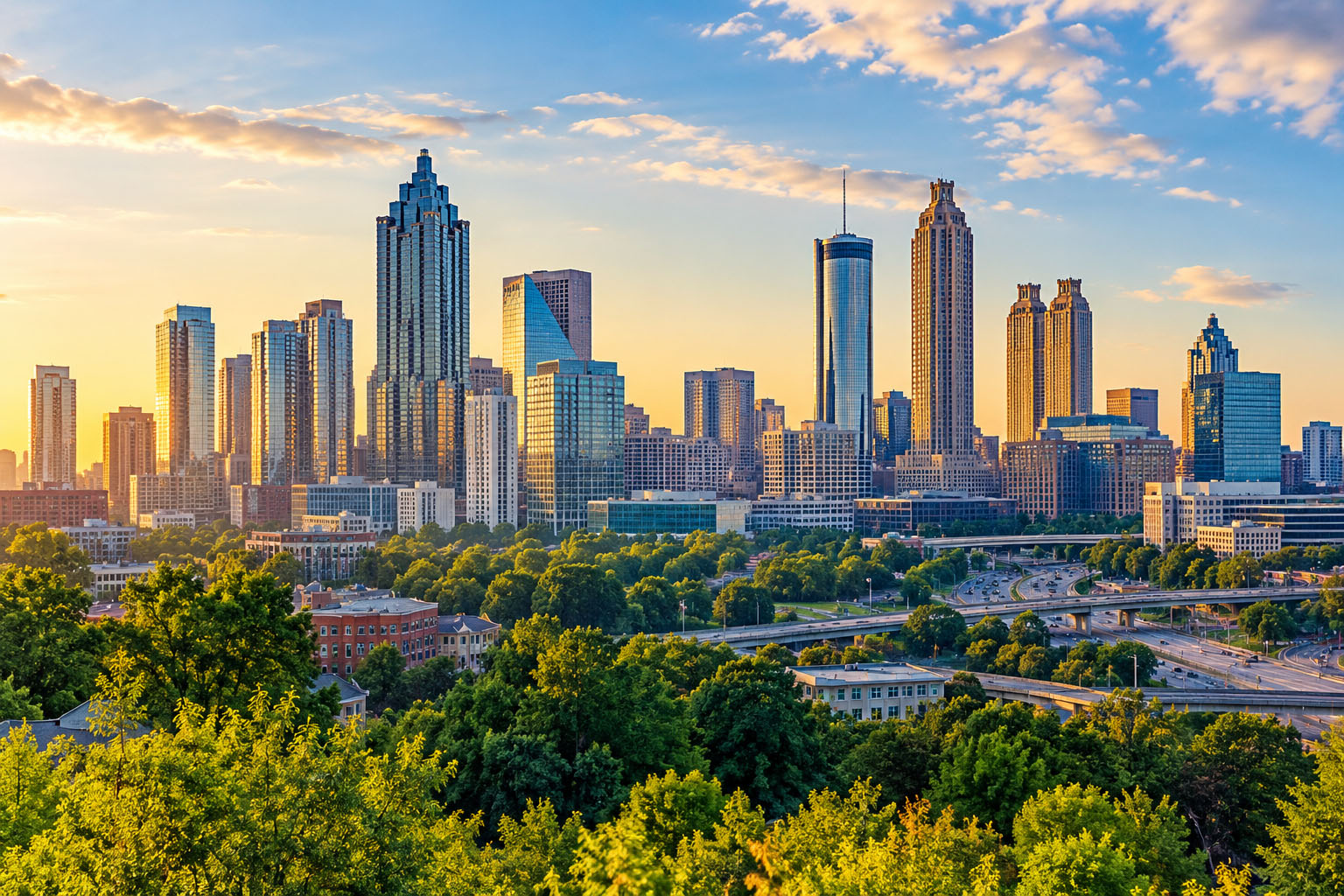 Downtown city skyline illustrating Atlanta's competitive business environment